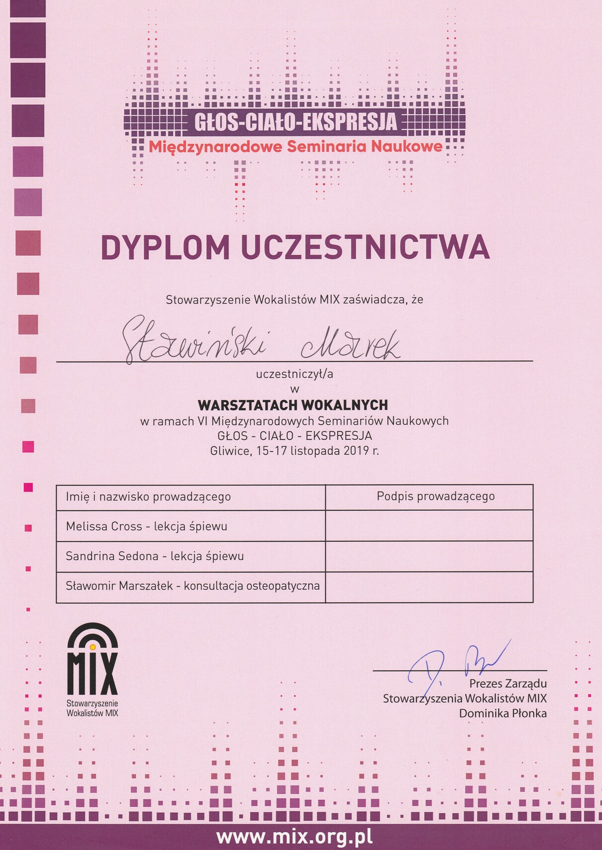 2019 warsztaty Wokalne - Gliwice